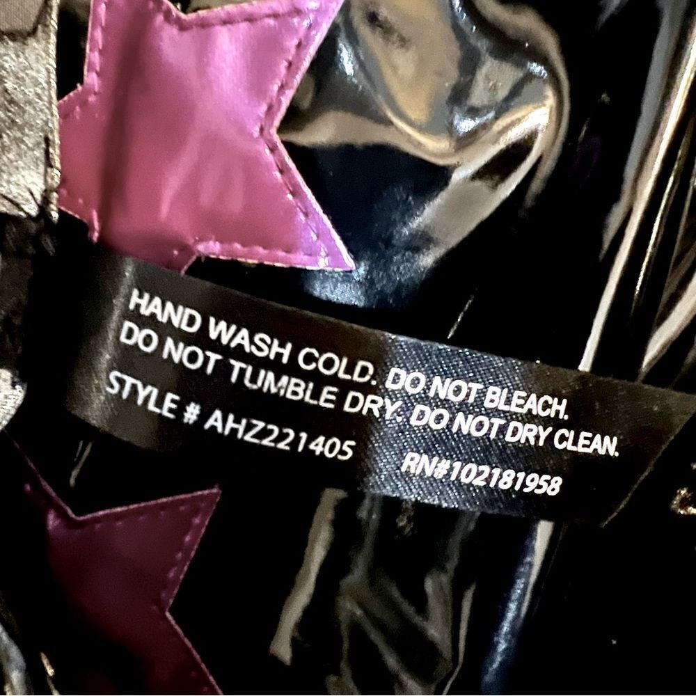 Horoscopez x Dolls Kill black patent miniskirt pink/purple metallic stars szM - Picture 11 of 15